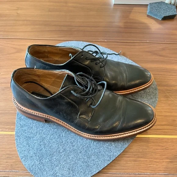 black dress shoes with brown trim The Black Tux Leather Shoes In Brown